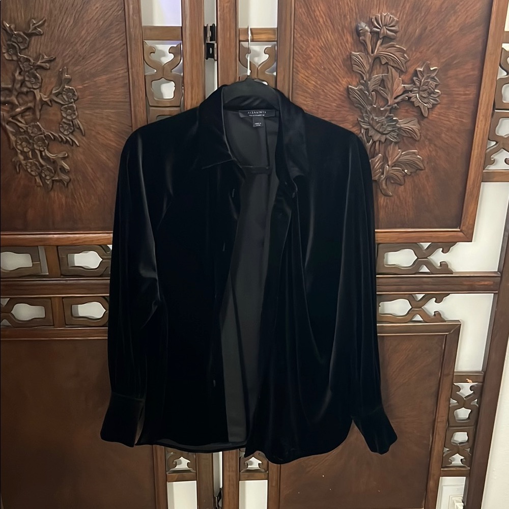 AllSaints Black Velvet Long Sleeve
